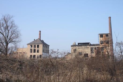 very old factory and the blue sky 