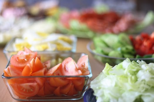 delicious and heath salami and vegetable dinner