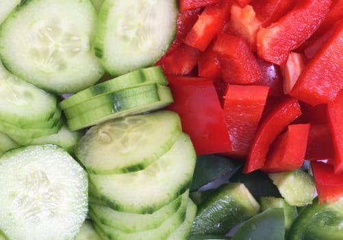 fresh vegetables (cucumber and pepper)  background