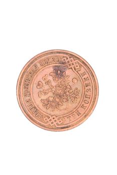 old copper coin isolated on the white background