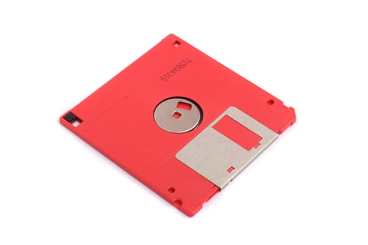 red floppy disk on the white background