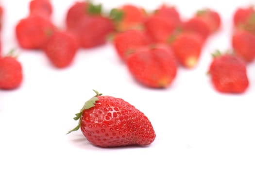 fresch red strawberries on the white background