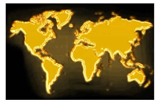 golden map on the black generated by the computer 