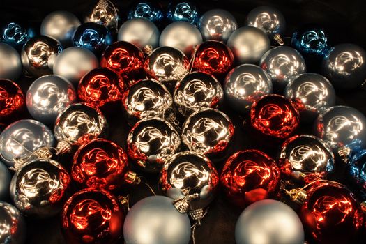 christmas balls on the black as christmas background