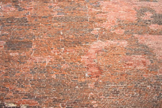 very old wall from the red bricks 