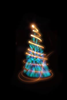 xmas tree (lights) on the black background