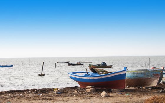 boats and the sea from the Tunisia 