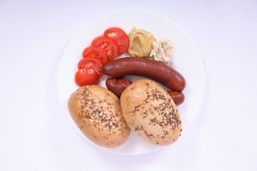 czech wursts isolated on the white background