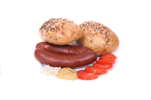 czech wursts isolated on the white background