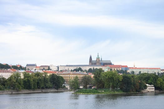 nice castle from the Prague with the blue sky