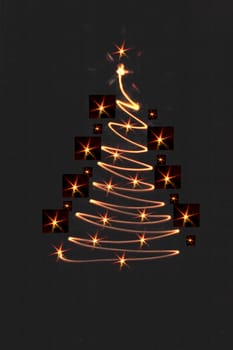 xmas tree isolated on the black background