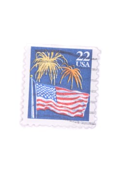 USA postage stamp isolated on the white background