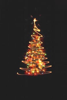 xmas tree isolated on the black background