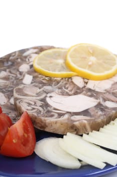 czech recepture of meat (pig) with lemon slices 