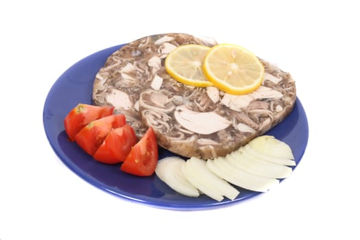 czech recepture of meat (pig) with lemon slices 