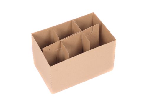  empty box for six bottles on the white background