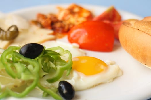 gourmet food with vegetable fruits and eggs  
