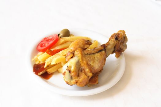 gourmet food with fruits vegetables and meat