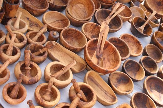 typical nice wooden souvenirs in the tunisia 