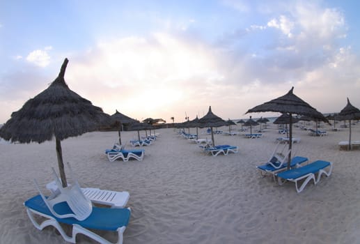 beach in the near of hotel in tunisia 