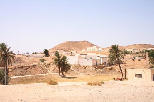 typical country in the desert in the tunisia 