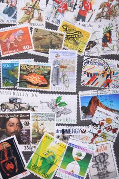 collection of old postage stamps from the world