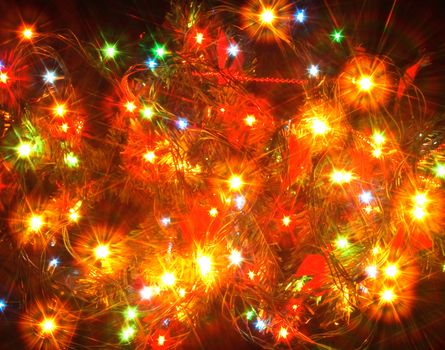 xmas background from the lights on the black background