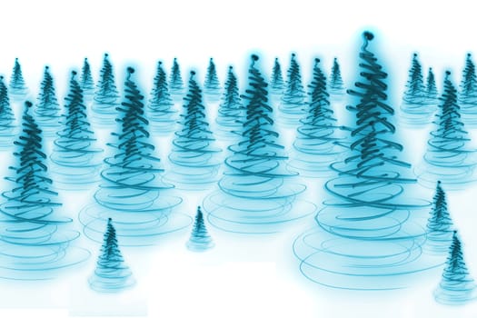 winter forest on the white snow background background