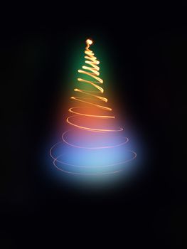 xmas tree (lights) on the black background