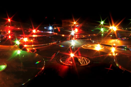 xmas music background from the cd-r and color lights
