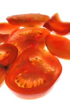 slices of tomato isolated on the white background