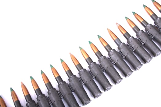 ammo from gun isolated on the white background