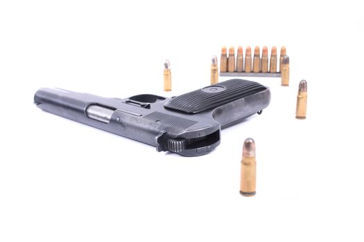 old hand  gun isolated on the white background
