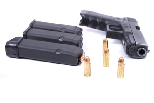 nice hand gun isolated on the white background