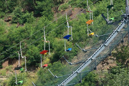 color funicular in the big Prague ZOO
