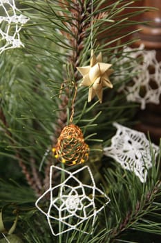 detail of xmas tree as holiday background