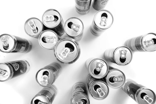 empty cans isolated on the white background