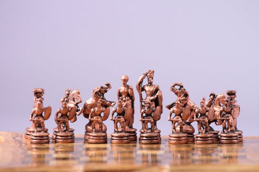 old chees game made from wood and metal