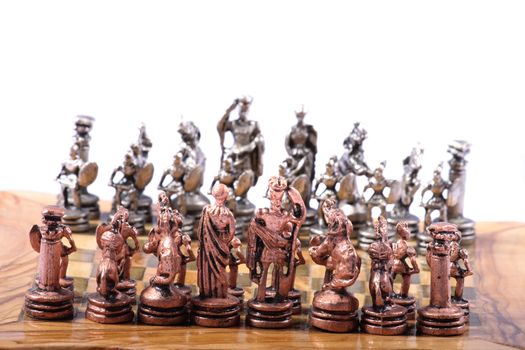 old chees game made from wood and metal