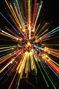 exploding xmas tree isolated on the black background