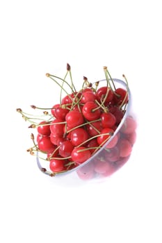 red cherries isolated on the white background