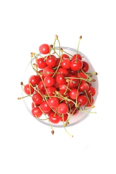 red cherries isolated on the white background