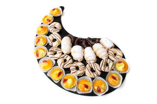 fresh sweet desserts on the white background