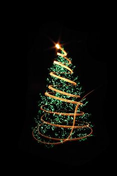 xmas tree (lights) on the black background