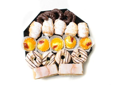 fresh sweet desserts on the white background