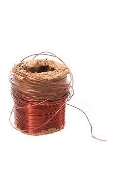 roll of copper on the white background