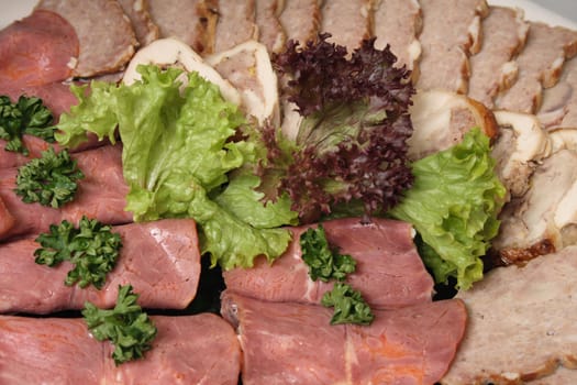 fresh different salami background from the party 