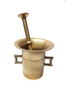 old metal mortar isolated on the white background