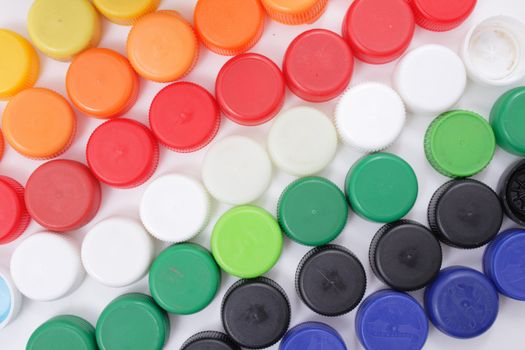 color plastic caps as nice recycle background