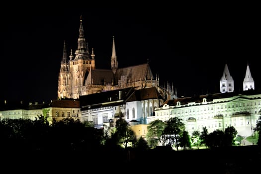 old buildings in Prague in the night - castle